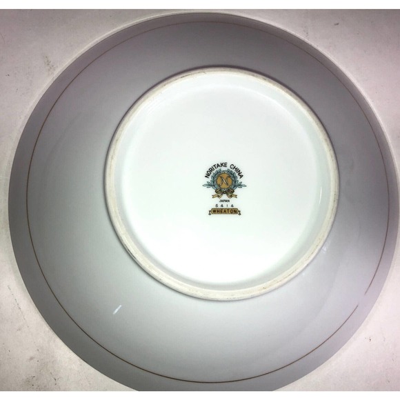 Noritake China Wheaton 9” Round Serving Bowl 5414 W/wheat Stalk Design&Gold Trim - Picture 3 of 4